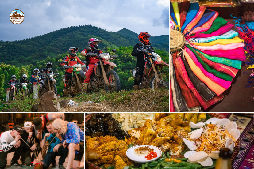 Travelers experiencing Northern Vietnam’s culture and cuisine on a motorbike tour with Frontier Travel Vietnam.